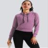 CADMUS Women's Workout Long Sleeve Shirts with Hoodie Sweatshirt Running Crop Top 2 Pack, Dark Grey, Pink, Small view 2