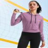 CADMUS Women's Workout Long Sleeve Shirts with Hoodie Sweatshirt Running Crop Top 2 Pack, Dark Grey, Pink, Small view 3