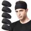 Acozycoo Mens Running Headband,5Pack,Mens Sweatband Sports Headband for Running,Cycling,Basketball,Yoga,Fitness Workout Stretchy Unisex Hairband (5 Black) view 1