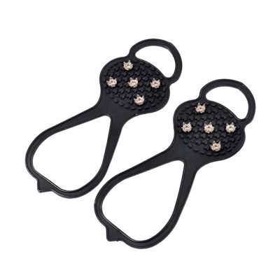 Nutteri 2Pairs Universal Non-Slip Gripper Spikes, Ice Cleats Snow Grips with 5-Claw Anti-Slip Nails, Ice Grippers for Shoes and Boots Walking Climbing Fishing (Black)