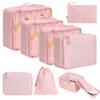 BAGAIL 8 Set Packing Cubes Luggage Packing Organizers for Travel Accessories-White and Pink Stripe view 1