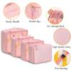 BAGAIL 8 Set Packing Cubes Luggage Packing Organizers for Travel Accessories-White and Pink Stripe view 4
