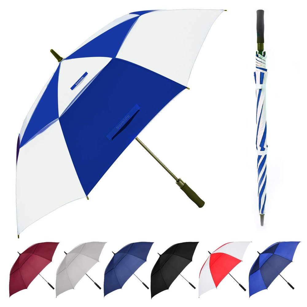 Baraida Golf Umbrella Large 62/68/72 Inch, Extra Large Oversize Double Canopy Vented Windproof Waterproof Umbrella, Automatic Open Golf Umbrella for Men and Women and Family.(62 Inch,White/Blue)