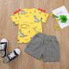 One opening Toddler Baby Boy Summer Clothes Daddy Son Letters T-Shirts Tees Tops+Camouflage Shorts Pants Outfits 2PCS Shorts Set Clothes (Yellow Summer clothes, 18-24 months) view 2