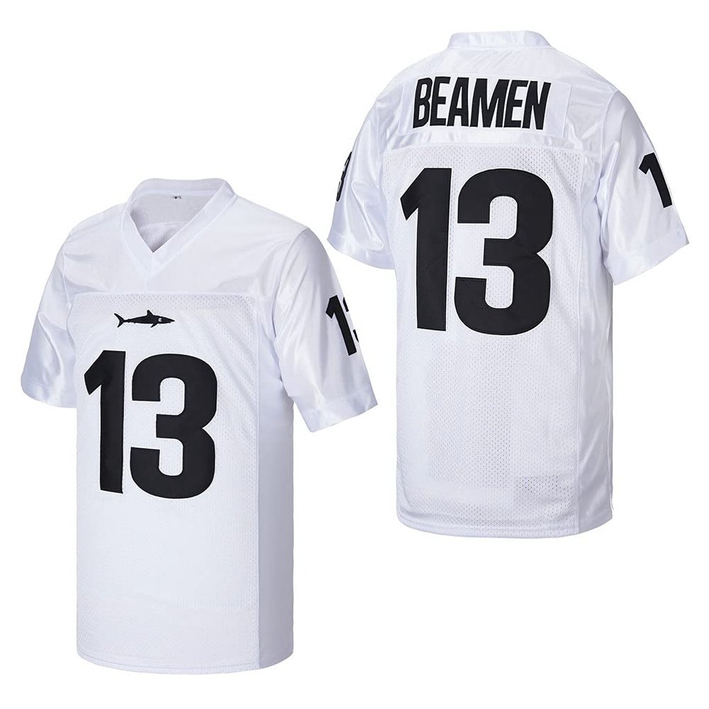 luqiaomaoyi Willie Beamen #13 Jamie Foxx Any Given Sunday Sharks Movie Men Football Jersey Stitched White Size XXXL