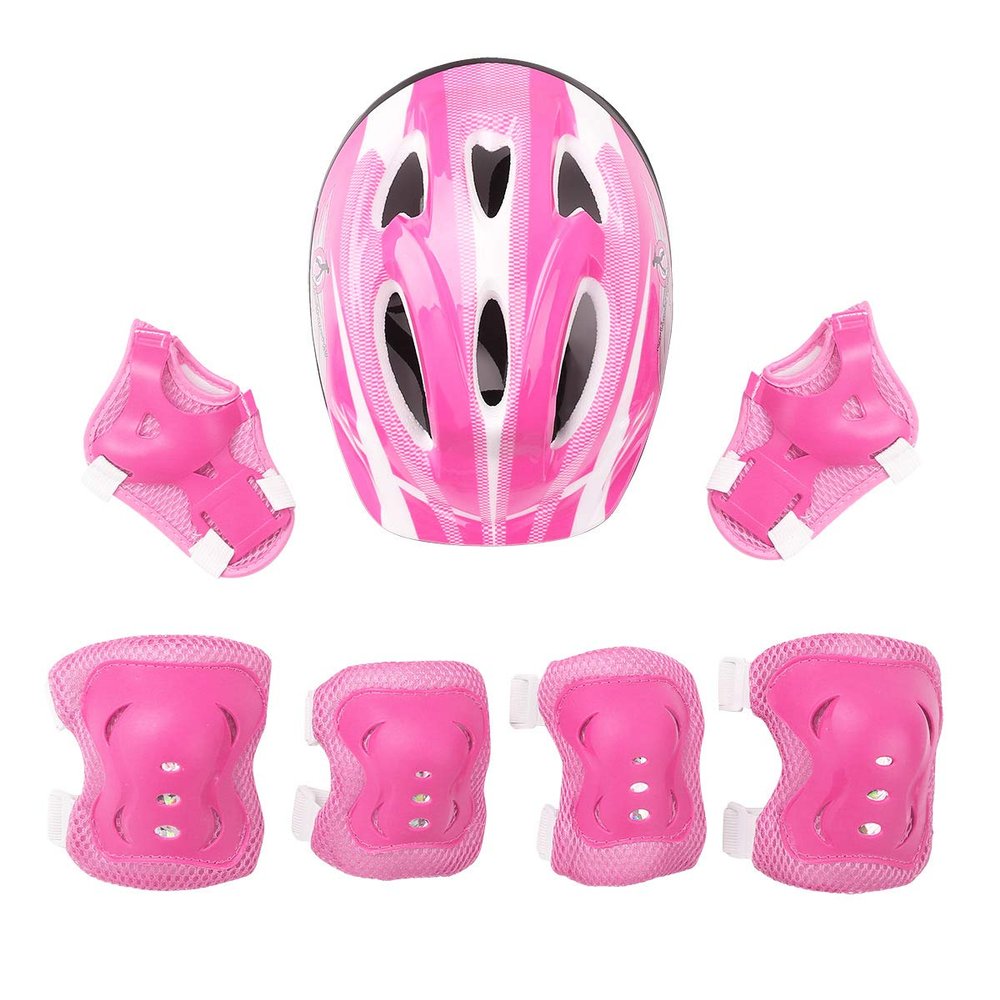 Aislor Kids Bike Helmet Sports Protective Gear Set Suitable for Toddler Boys Girls Knee Pads Elbow Pads Wrist Pads for Bike Skateboard Scooter Pink One Size