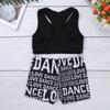 Loyan Kids Girls 2Pcs Tracksuits Dance Workout Outfits Tank Top with Letters Print Shorts Bottoms Set Black 10-12 view 4