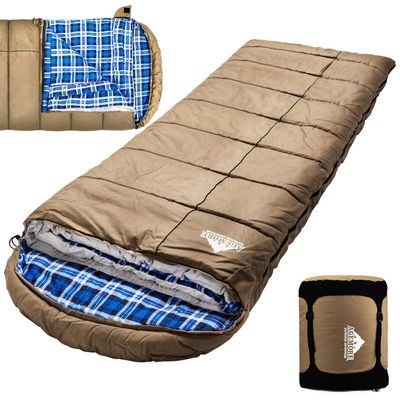 AGEMORE 0 Degree Canvas Sleeping Bag for Fishing, Hunting, Traveling and Camping Particularly in Cold Winter Outdoor with Removable Flannel Liner, Heavy Duty Sleeping Bag for Big and Tall Adults