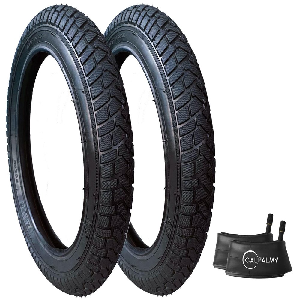 (2 Sets) 18 x 2.125 Kids Bike Replacement Tires and Tubes - Compatible with Most 18 Kids Bikes Like RoyalBaby, Joystar, and Dynacraft - Made from BPA/Latex Free Butyl Rubber