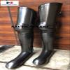 Medieval Knight Leg Armor Complete Fluted Cuisines Knees and Greaves Black view 3