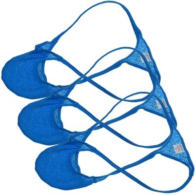 OROCOJUCO Men's Jacquard Thong String Micro Bikini Mini T-Back Sexy Pouch Underwear 3-Pack Blue XL