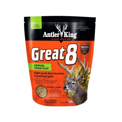 Antler King Great 8 Annual Food Plot | Eight Great Deer Favorites in One Food Plot High Protein & Palatable Energy | Plants 1/4 Acre