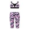 Hansber Girls Kids Active Camouflage Printed Love Dance 2Pcs Racer Crop Top with Leggings Sports/Dance Outfit Camouflage Pink 8 view 1