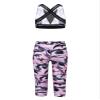 Hansber Girls Kids Active Camouflage Printed Love Dance 2Pcs Racer Crop Top with Leggings Sports/Dance Outfit Camouflage Pink 8 view 2
