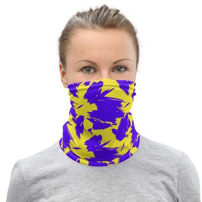 Abstract Brush Art Design Neon Yellow Neck Gaiter