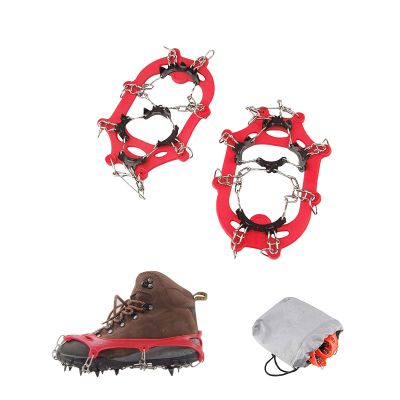 LINXGR 11 Spikes Kids Crampons, Ice Cleats for Shoes and Boots 11 Teeth Anti Slip Crampons Small for Kids Camping Hiking Walking Shoes, Gradeschoolers (Red, Medium for Little/Big Kids)