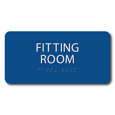 The Sign Studio - 4X8- ADA Compliant- Fitting Room Sign Blue/White Tactile & Braille