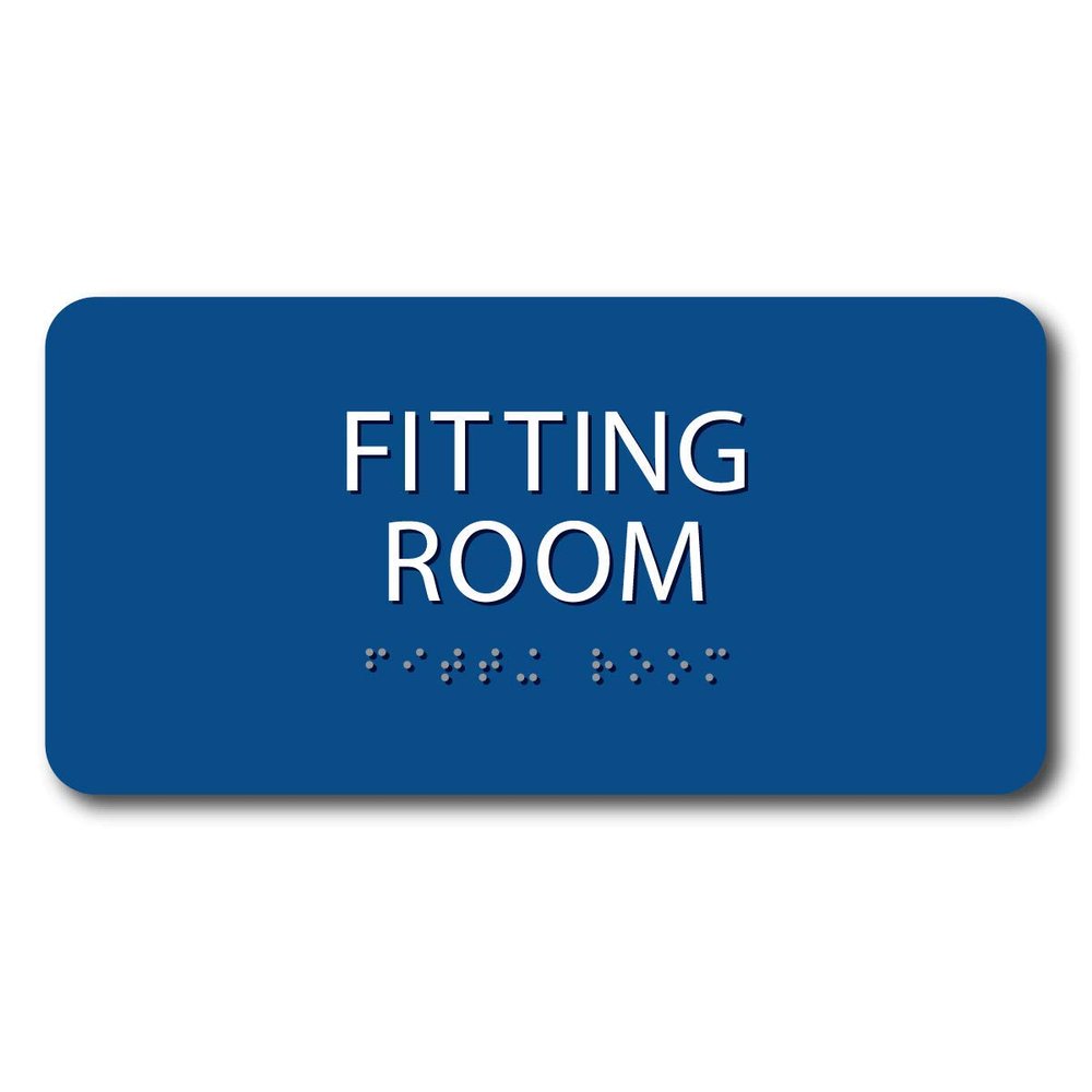 The Sign Studio - 4X8- ADA Compliant- Fitting Room Sign Blue/White Tactile & Braille