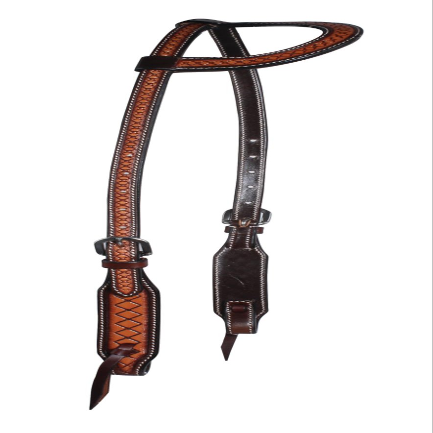 Professional's Choice Sports Medicine Products Leather Head Harness Horse Headstall Crosshatch Single Ear