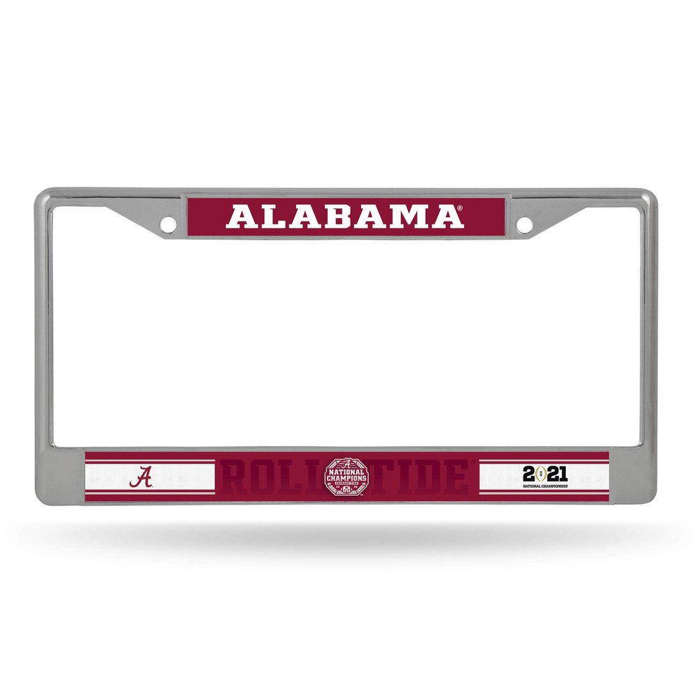 Rico Industries NCAA Alabama Crimson Tide 2020 National Champions Standard Chrome License Plate Frame