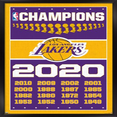 NBA Los Angeles Lakers - Champions 20 Wall Poster, 22.4L" x 14.7W", Black Framed Version