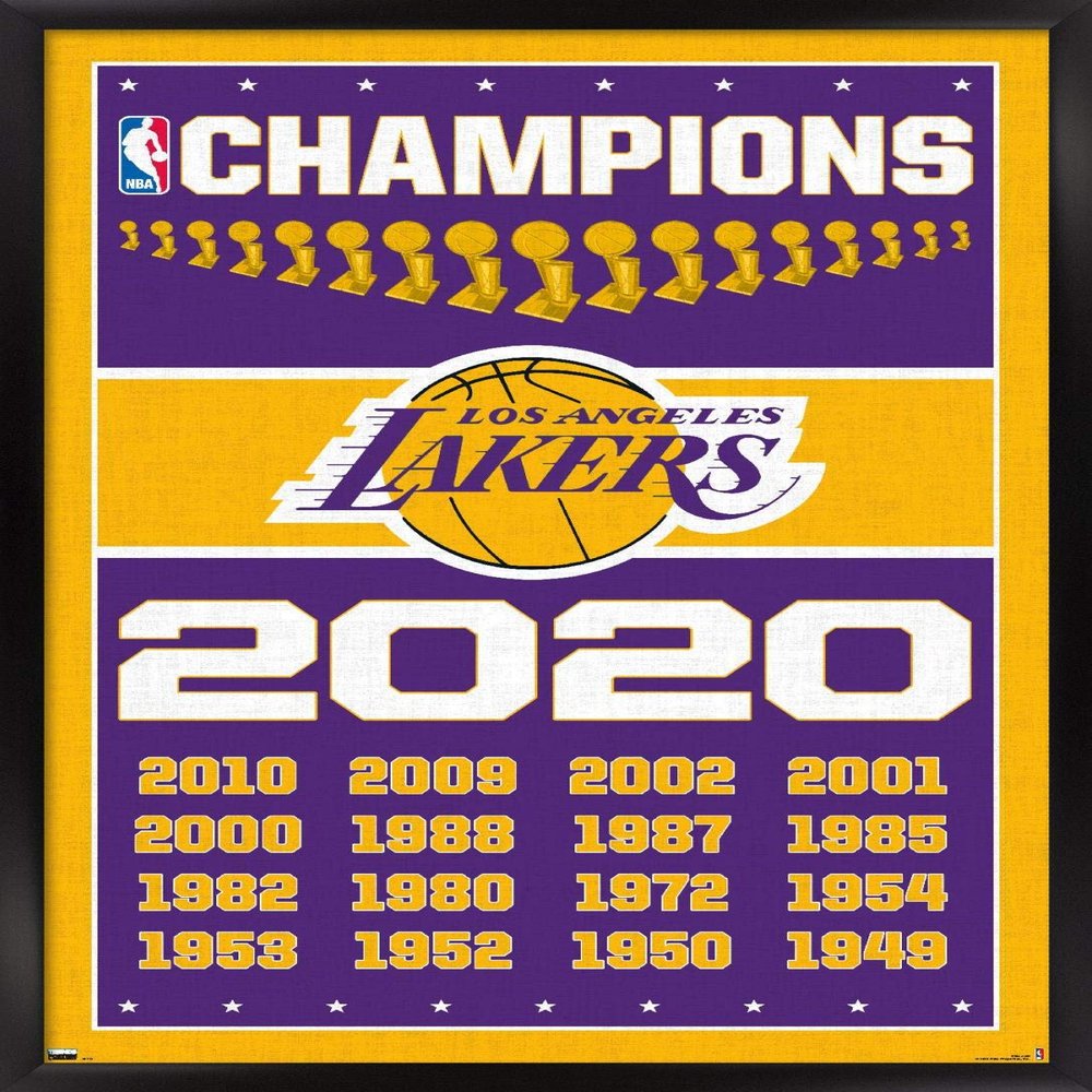 NBA Los Angeles Lakers - Champions 20 Wall Poster, 22.4L" x 14.7W", Black Framed Version