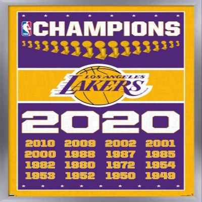 NBA Los Angeles Lakers - Champions 20 Wall Poster, 22.4L" x 14.7W", Silver Framed Version