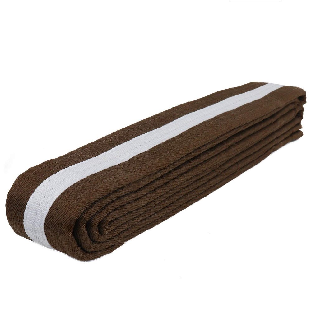 AAMA Color Belts with White Stripe for Martial Arts - Taekwondo Karate Judo - Brown w/White Stripe - Size 1