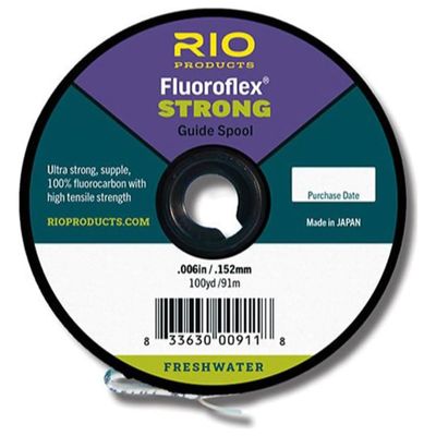 RIO Products Fluoroflex Strong Tippet, 100% Fluorocarbon Fly Fishing Tippet for Trout, Abrasion Resistant, Strong, & Knot Friendly, 100yd Guide Spool, 6X