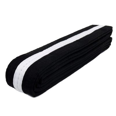 AAMA Color Belts with White Stripe for Martial Arts - Taekwondo Karate Judo - Black w/White Stripe - Size 1