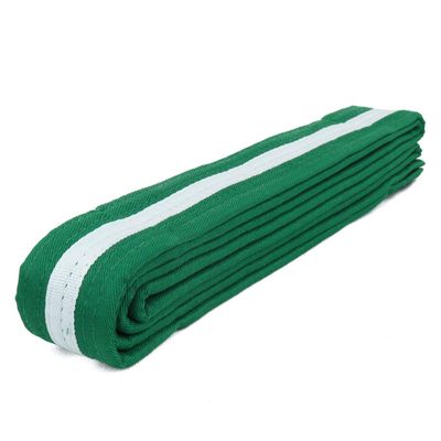 AAMA Color Belts with White Stripe for Martial Arts - Taekwondo Karate Judo - Green w/White Stripe - Size 7