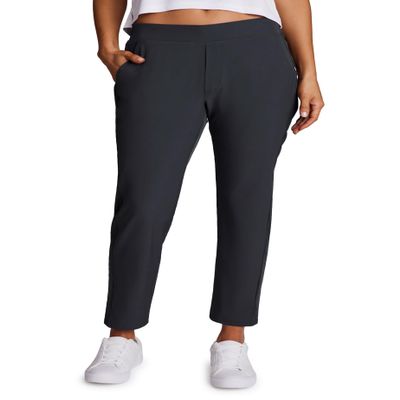 RBX Activewear Women's Ankle Pant, Quick Drying Lightweight Stretch Woven Straight Leg Pants with Pockets Ribbed Side Charcoal XL