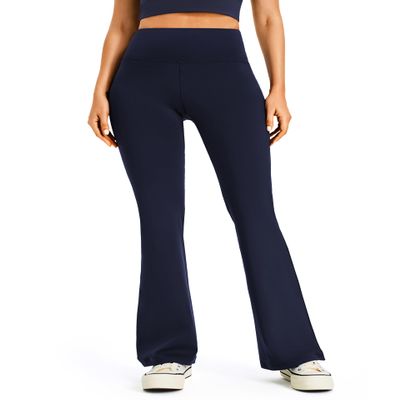 AFITNE Yoga Pants for Women Bootcut Pants with Pockets High Waisted Flare Workout Bootleg Yoga Pants Flared Long Athletic Gym Pants Navy Blue - L