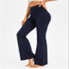 AFITNE Yoga Pants for Women Bootcut Pants with Pockets High Waisted Flare Workout Bootleg Yoga Pants Flared Long Athletic Gym Pants Navy Blue - L view 2