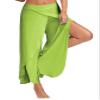 Andongnywell Slit Leg Palazzo Pant for Women Flowy Yoga Sweatpants Loose Pants Wide Leg Lounge Joggers Trousers (Light Green,Small) view 1