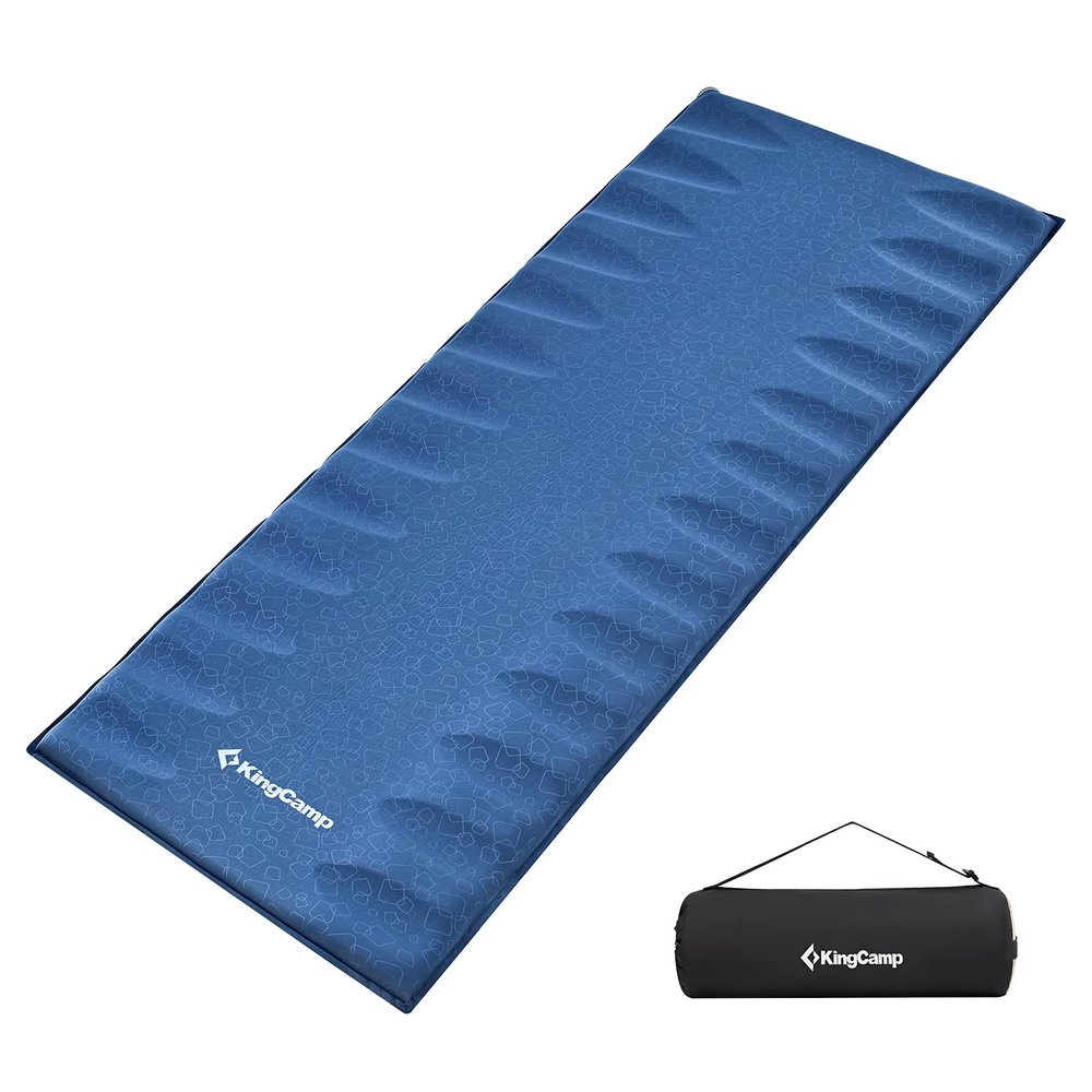KingCamp Sleeping Pad for Camping, Rollover Prevention Self Inflating Sleeping Pad Camping Mattress Foam Mat with Butterfly Edge Cut for Outdoor & Indoor, Tent Cot Car Backpacking, PVC Free