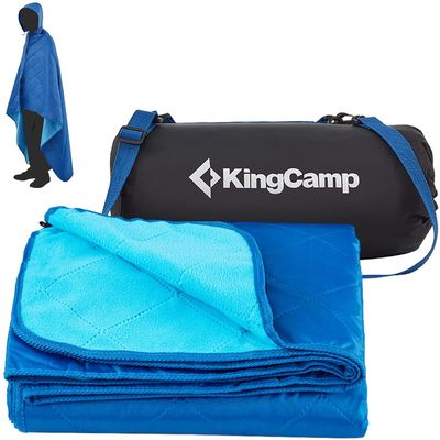 KingCamp Hooded Stadium Blanket Waterproof Camping Blanket Windproof Fleece Blanket Portable Outdoor Blanket Waterproof Picnic Blanket Wearable Hooded Blanket for Sports Concerts Park Travel Hiking Blue 78" X 57"