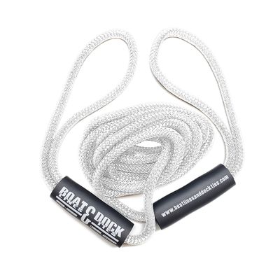 Boat Throw Rope- Double Braided Nylon Rope, Stitched Loops and Floats by Boat Lines and Dock Ties (White 2 Loop, 10 feet)