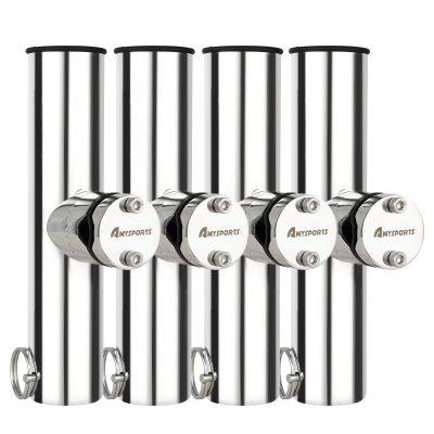 AMYSPORTS Stainless Steel Trolling Rod Holder Clamp Side Mount Fishing Pole Holders Adjustable Kayak Rail Rods Supporters Boat Sailboat for Boating 4Pcs