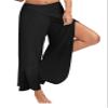 Andongnywell Women's Palazzo Wide Leg Split Pants Casual Beach Flowy Wrap Pants Yoga Sweatpants Trousers (Black,X-Large) view 1
