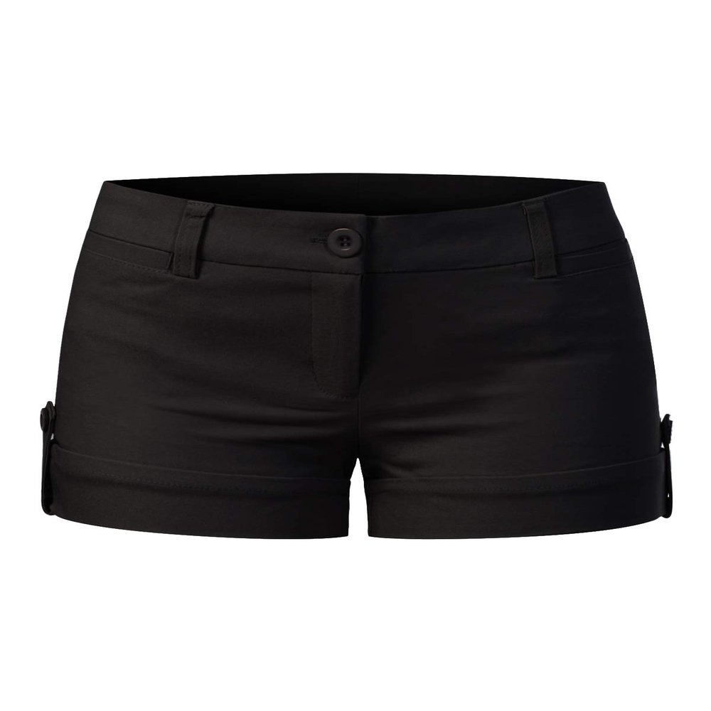MixMatchy Women's Casual Body Enhancing Comfort Cuffed Shorts with Pockets Black L