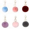 6 Pieces Pom Pom Keychain Soft Artificial Fur Ball Keychain Fluffy Accessories Car Bag Charm Puff Plush Ball Keyring Faux Rabbit Fur Cute Pompoms Ball Keyring for Girls Women (Mix Colors) view 1