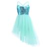 Loyan Kids Girls Dance Dress Gymnastics Leotard Sleeveless Sequins Tulle Ballet Lyrical Dancewear Mint Green 4-5 view 1