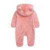 Newborn Baby Warm Snowsuit Cotton Fleece Hooded Romper Bear Pattern Jumpsuit for Baby Girl Boy Pink 0-3M view 2