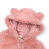 Newborn Baby Warm Snowsuit Cotton Fleece Hooded Romper Bear Pattern Jumpsuit for Baby Girl Boy Pink 0-3M view 3