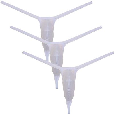 OROCOJUCO Men's Slim Pouch Thong T-Back Underwear Jacquard String Mini Coverage Tanga 3-Pack(White) L