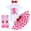 1st Valentine's Day Outfit for Baby Girls Romper Tutu Skirt Leg Warmers Headband Soft Clothing Set Photoshoot Playwear Casual my 1st Valentine's Day Heart 6-12 Months view 1