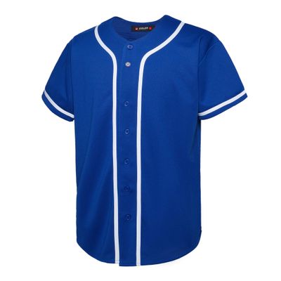 EALER BJ80 Series Mens Baseball Jersey Button Down Shirts Short Sleeve Hipster Hip Hop Sports Uniforms Blue