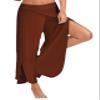 Andongnywell Women's Palazzo Wide Leg Split Pants Casual Beach Flowy Wrap Pants Yoga Sweatpants Trousers (Coffee,Large) view 1