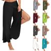 Andongnywell Women's Palazzo Wide Leg Split Pants Casual Beach Flowy Wrap Pants Yoga Sweatpants Trousers (Coffee,Large) view 2